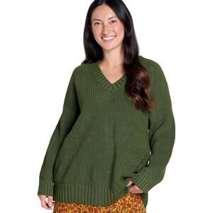 Toad & Co Women's XS Chive Butte Oversized Sweater V Neck Organic Cotton M22-19